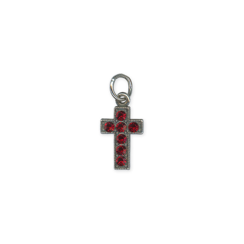 Petite Cross Charm in "Siam" - Antique Silver