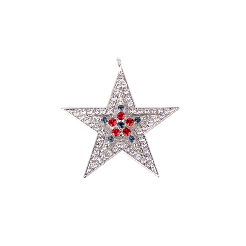 Extra Luxurious Pointed Star Charm in "Americana" - Rhodium