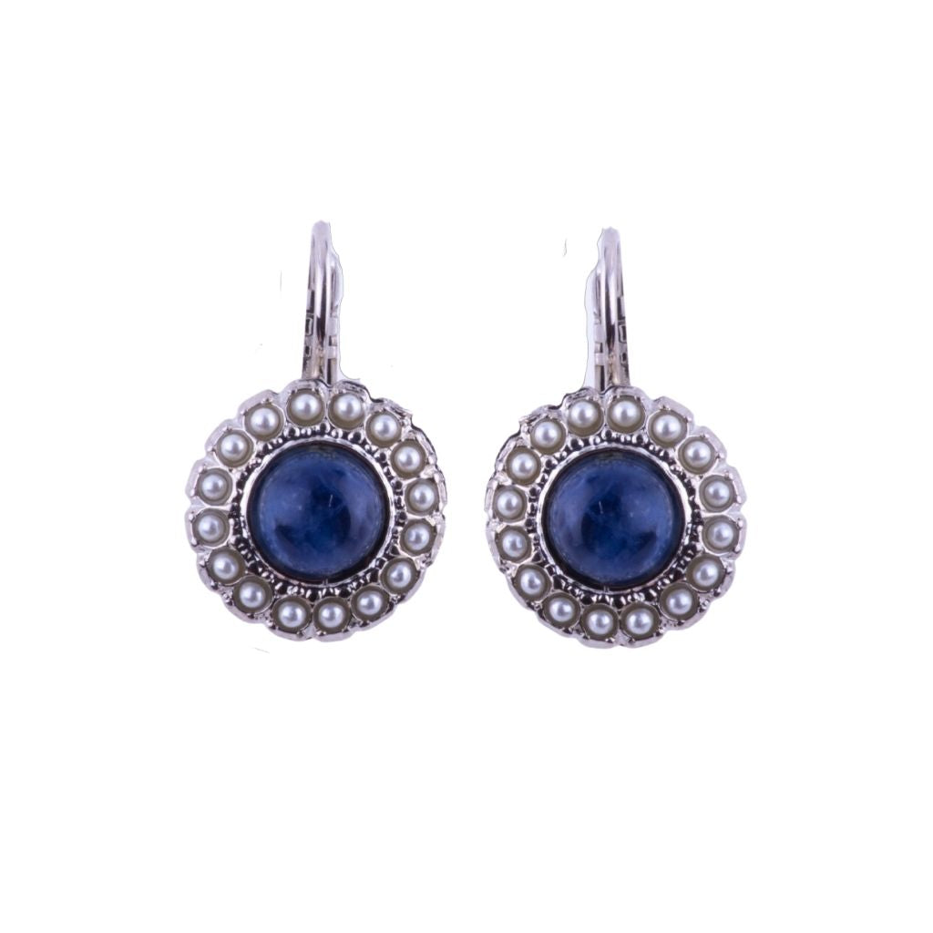 Large Halo Disc Leverback Earrings in "Cascade" - Rhodium