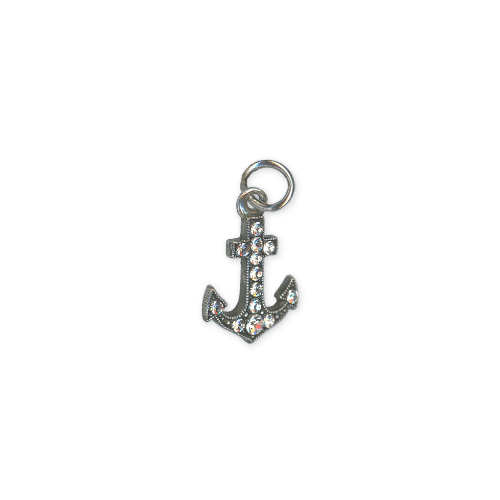 Clear Crystal Anchor Charm  - Yellow Gold, Rhodium, Rose Gold