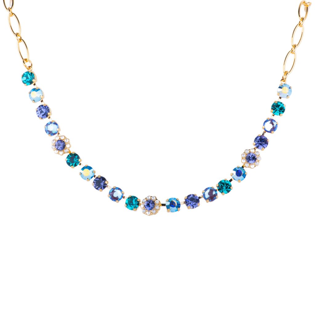 Medium Flower Necklace in "Violet" - Yellow Gold