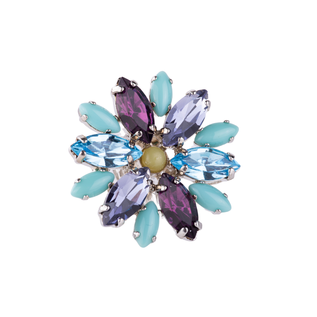 Extra Luxurious Marquise Cluster Ring in "Veranda Vineyard" - Rhodium