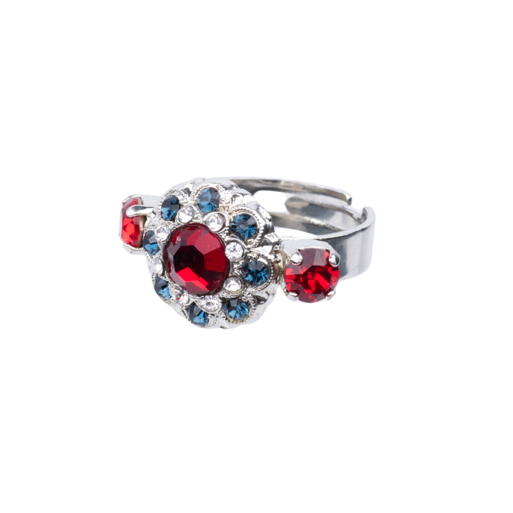 Large Cluster Ring in "Americana" - Rhodium