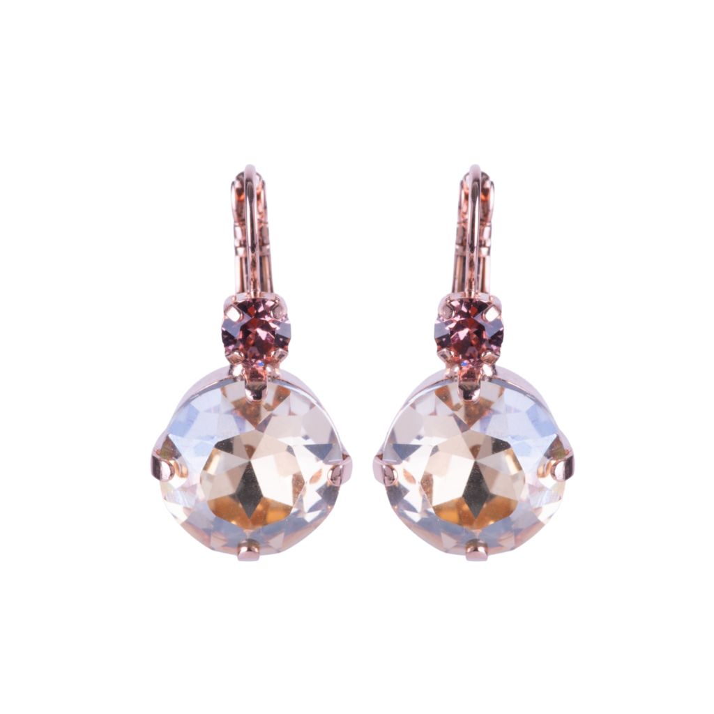 Extra Luxurious Double Stone Leverback Earrings in "Meadow Brown - Rose Gold