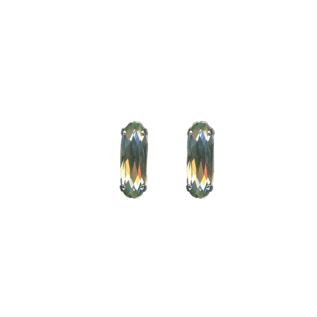Long Oval Single Post Earring  in "Chrysolite" *Custom*