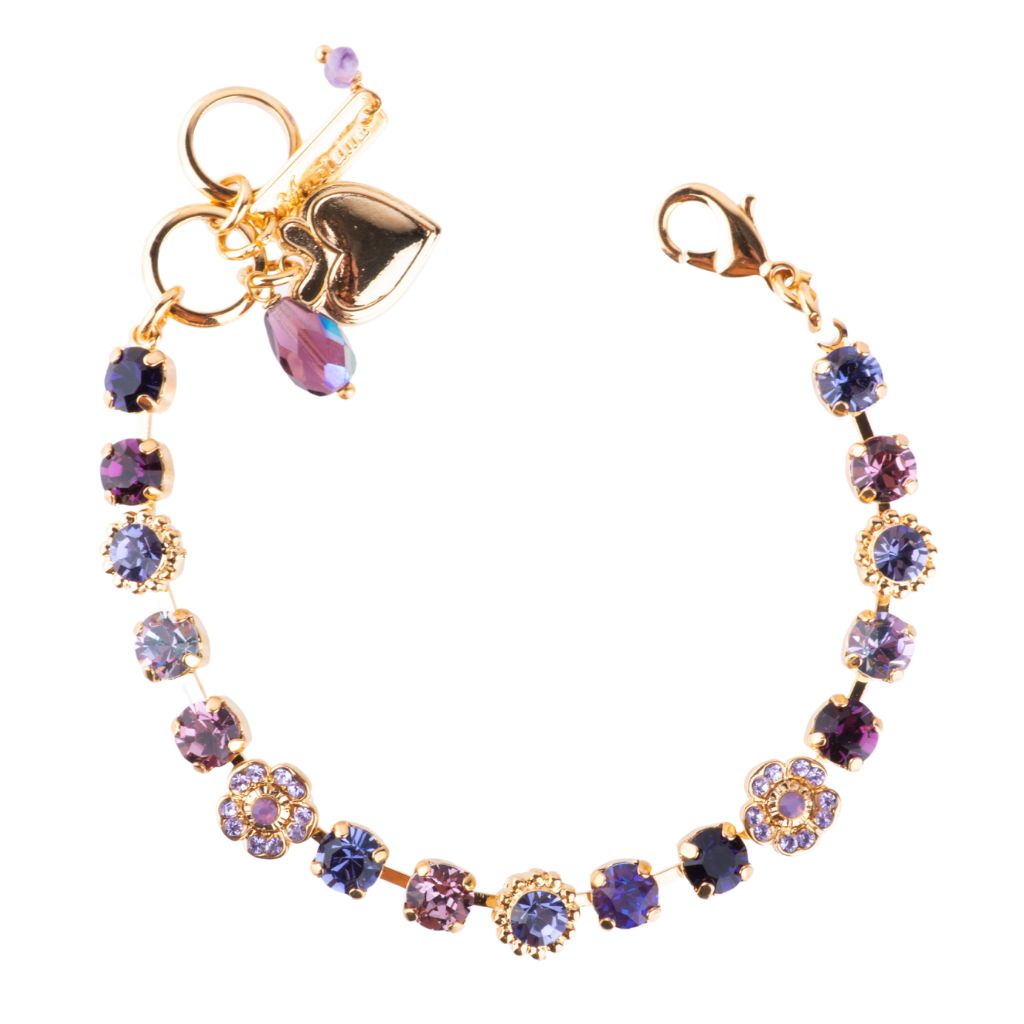 Petite Flower Cluster Bracelet in "Wildberry" - Yellow Gold