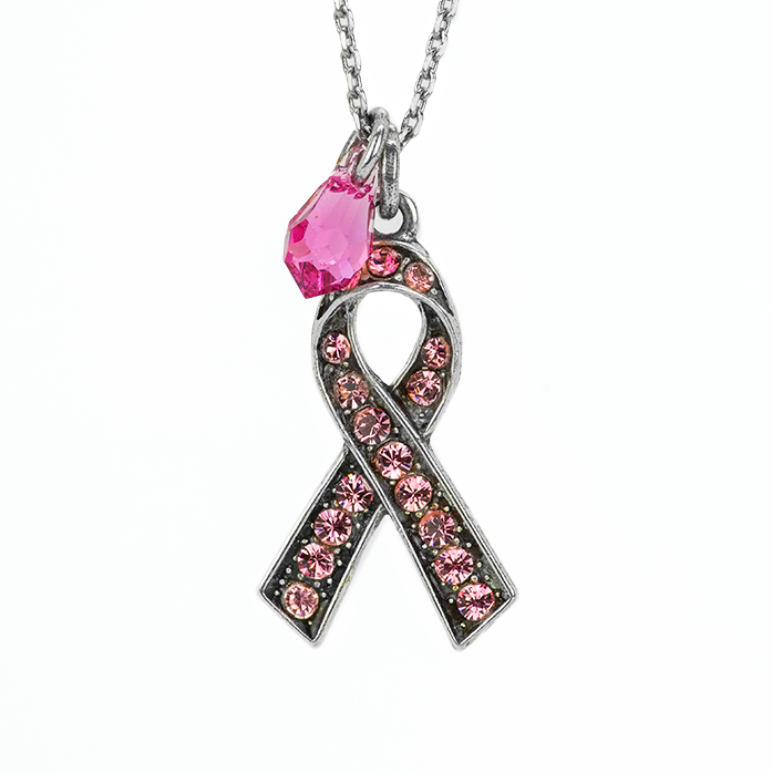 Breast Cancer Awareness Pendant - Antique Silver