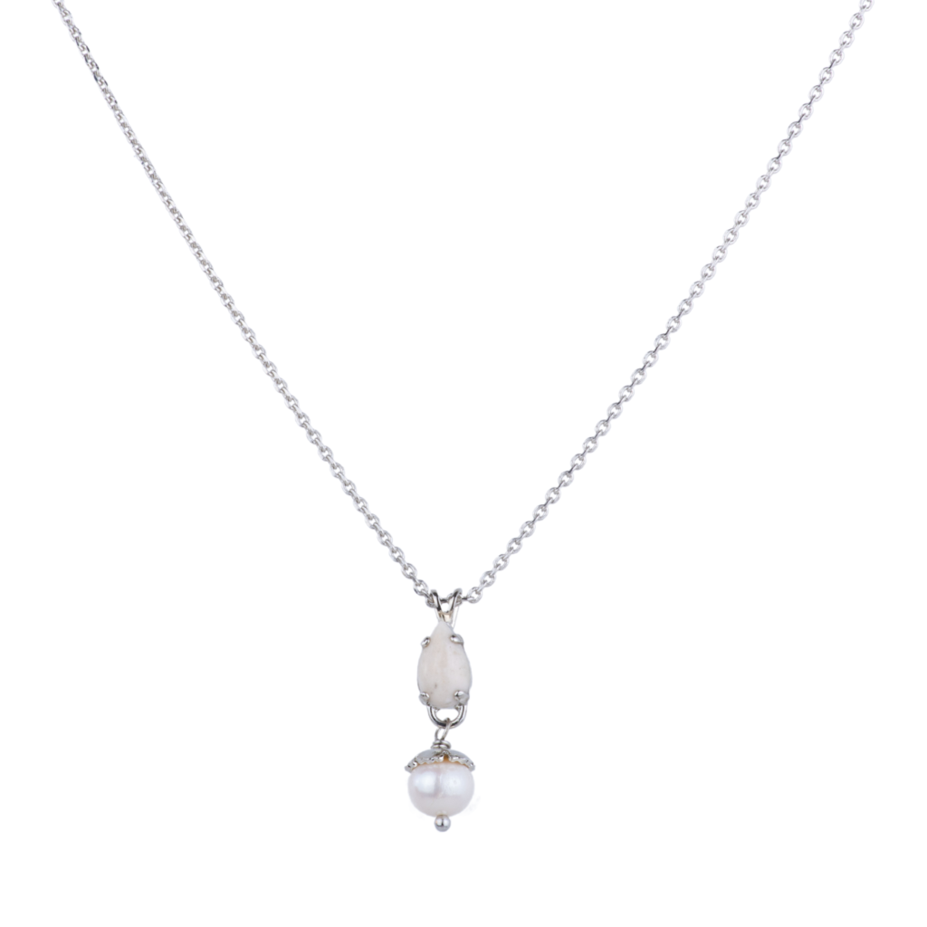 Small Pear Pendant with Drop in "Sahara"- Rhodium