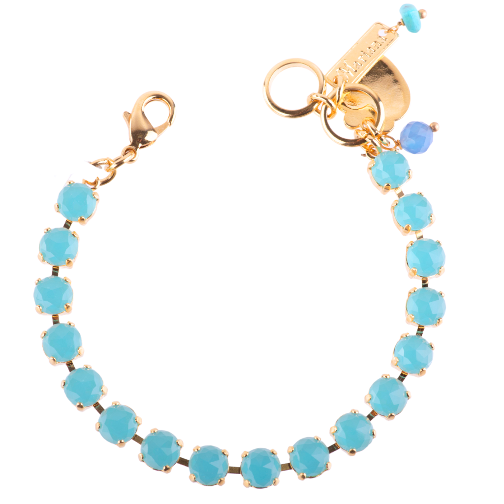 Medium Classic Crystal Bracelet in "Blue Quartz" - Yellow Gold