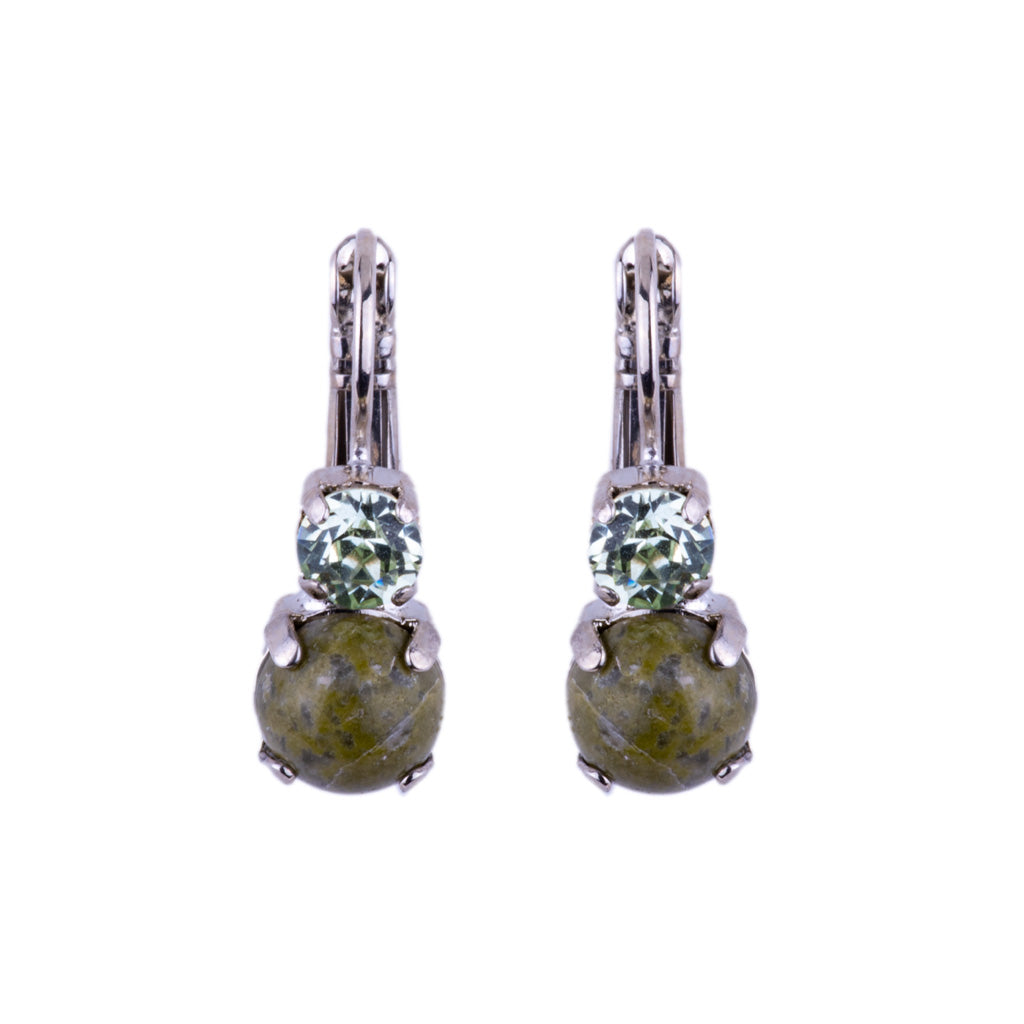 Medium Double Stone Earrings in "Terra" - Rhodium