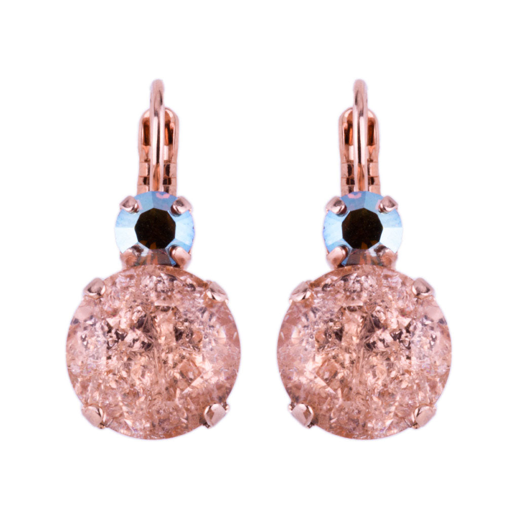 Large Two-Stone Rivoli Leverback Earrings in "Desert Rose" - Rose Gold