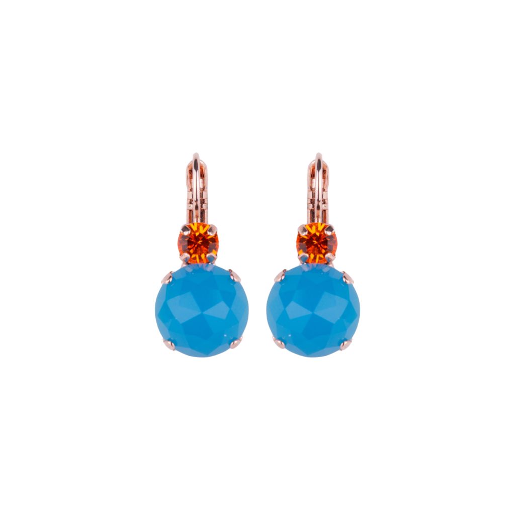 Large Double Stone Leverback Earrings in "Masi" - Rose Gold