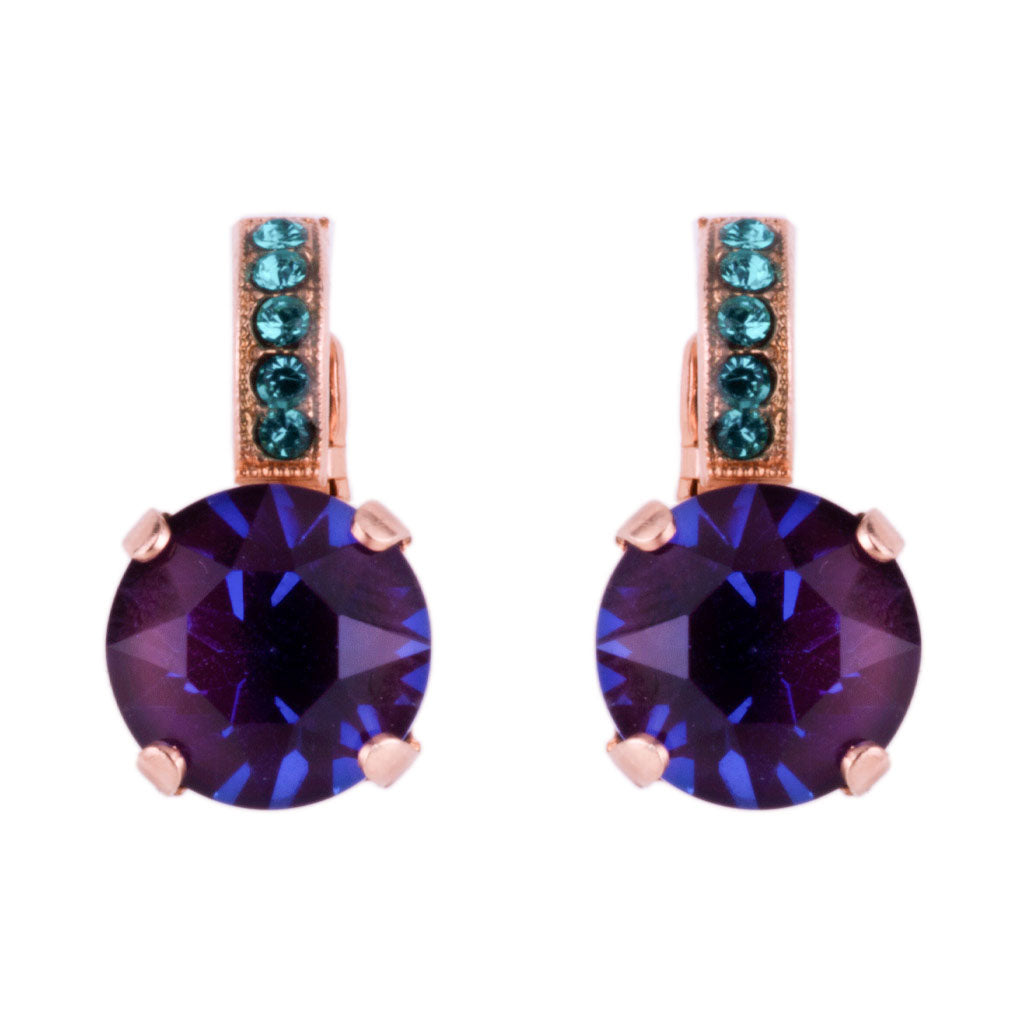 Large Embellished Leverback Earrings in "Violet" *Custom*