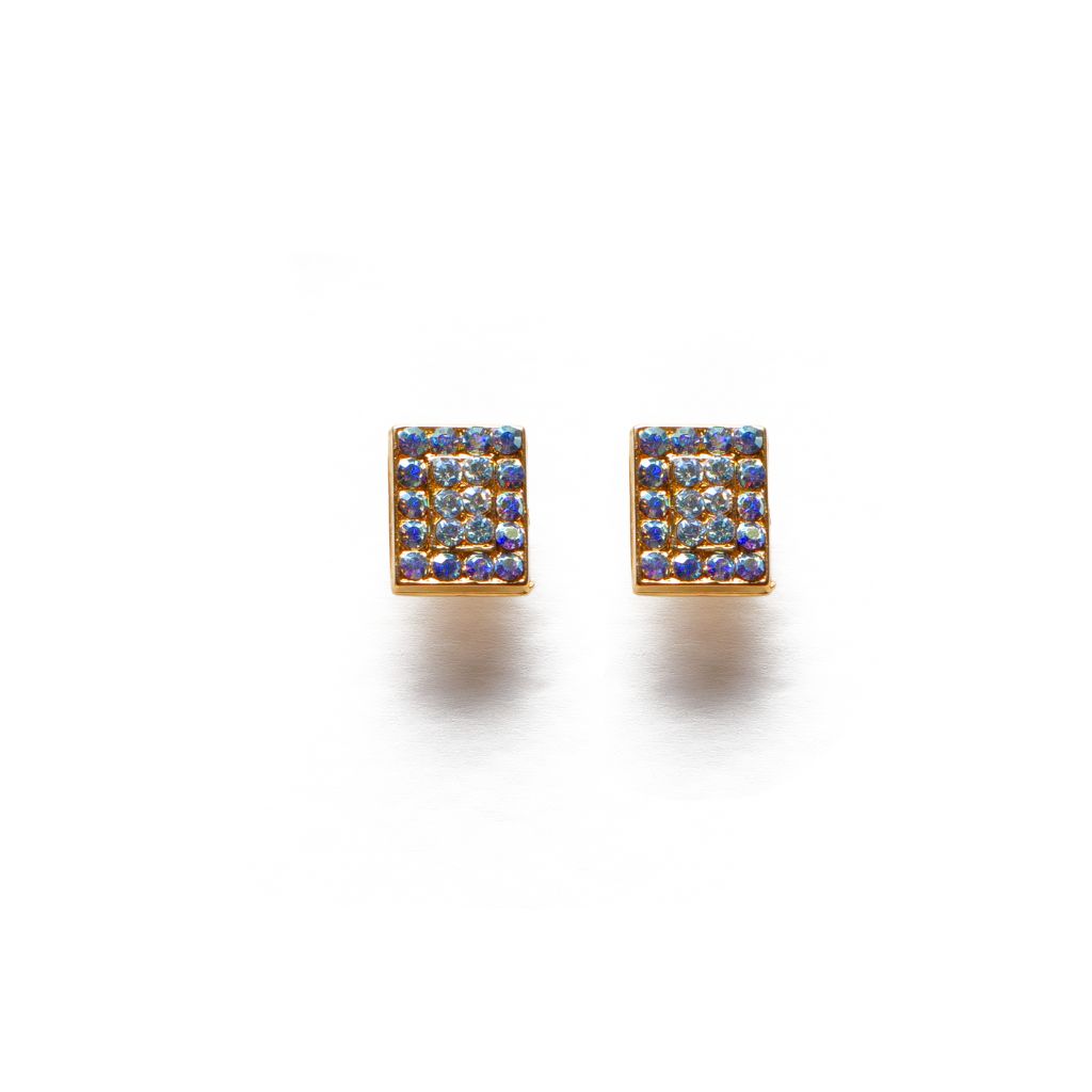 Rectangle Pavé Earrings in "Bay Blue" *Custom*