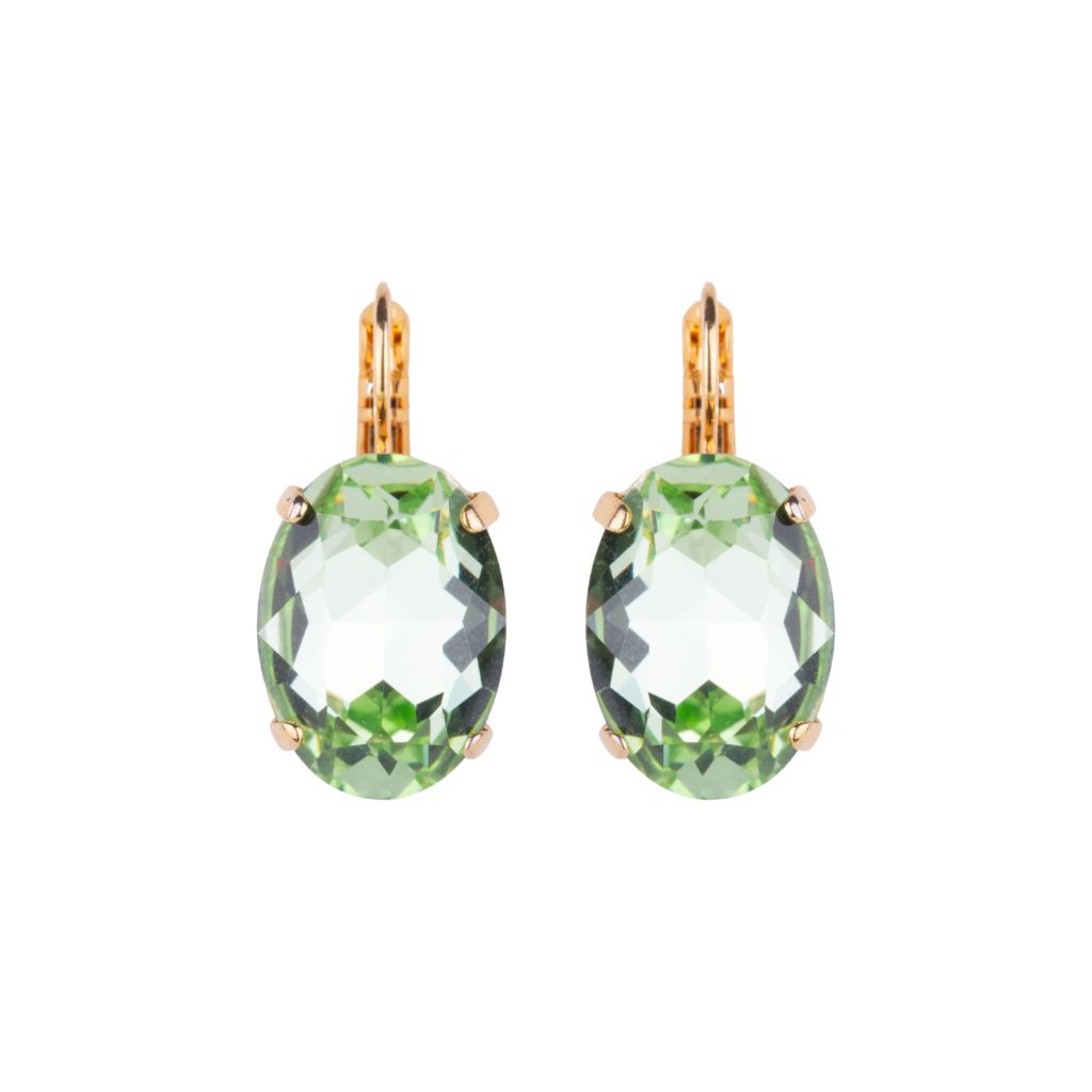 Oval Leverback Earrings in "Chrysolite" - Yellow Gold
