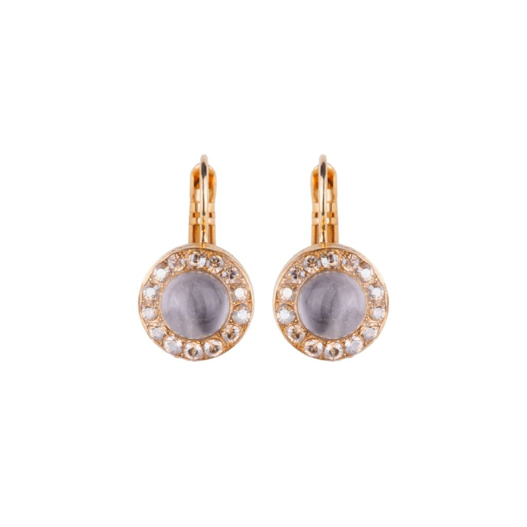 Large Halo Leverback Earrings in "Sahara" - Yellow Gold