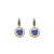Large Embellished Halo Earrings in "Bay Blue"  - Yellow Gold