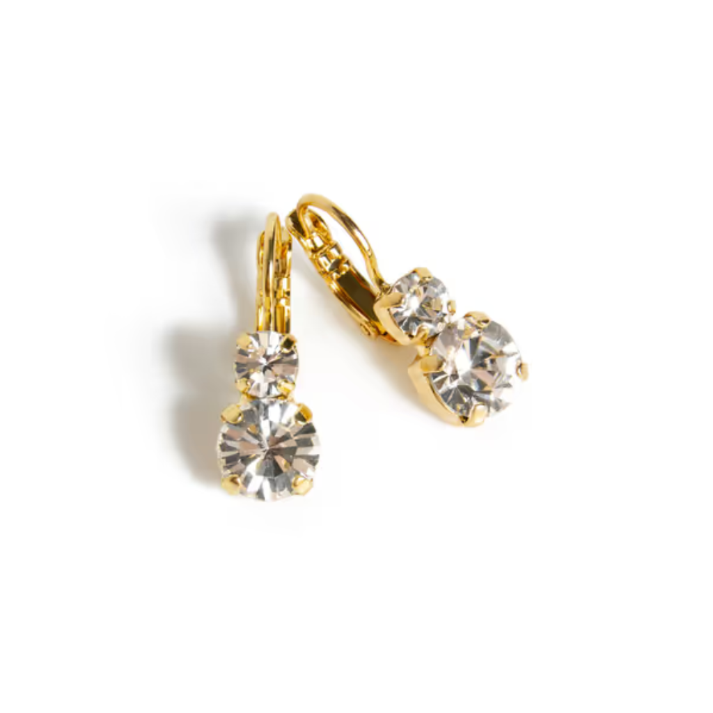 Medium Double Stone Leverback Earrings in "On a Clear Day" - Yellow Gold