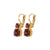 Medium Double Stone Leverback Earrings "Sunstone" - Rhodium