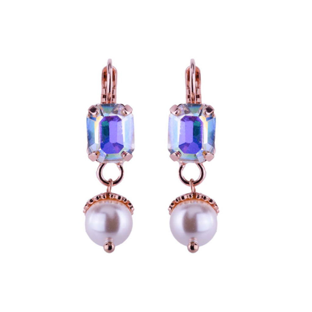 Small Emerald Leverback Earrings with Pearl Drop in "Dawn" *Custom*