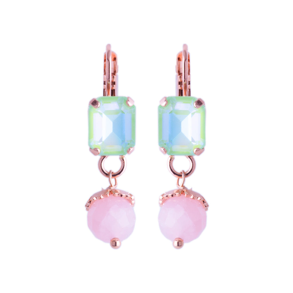 Small Emerald Leverback Earrings with Drop in "Bloom" *Custom*