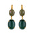 Medium Oval with Large Oval Dangle Leverback Earrings in "Deep Forest" - Yellow Gold