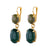 Medium Oval with Large Oval Dangle Leverback Earrings in "Deep Forest" - Yellow Gold