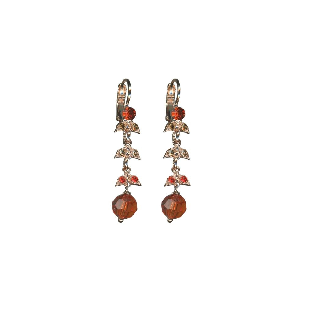 Dangle Ivy Leverback Earrings in "Pumpkin Spice" - Rose Gold