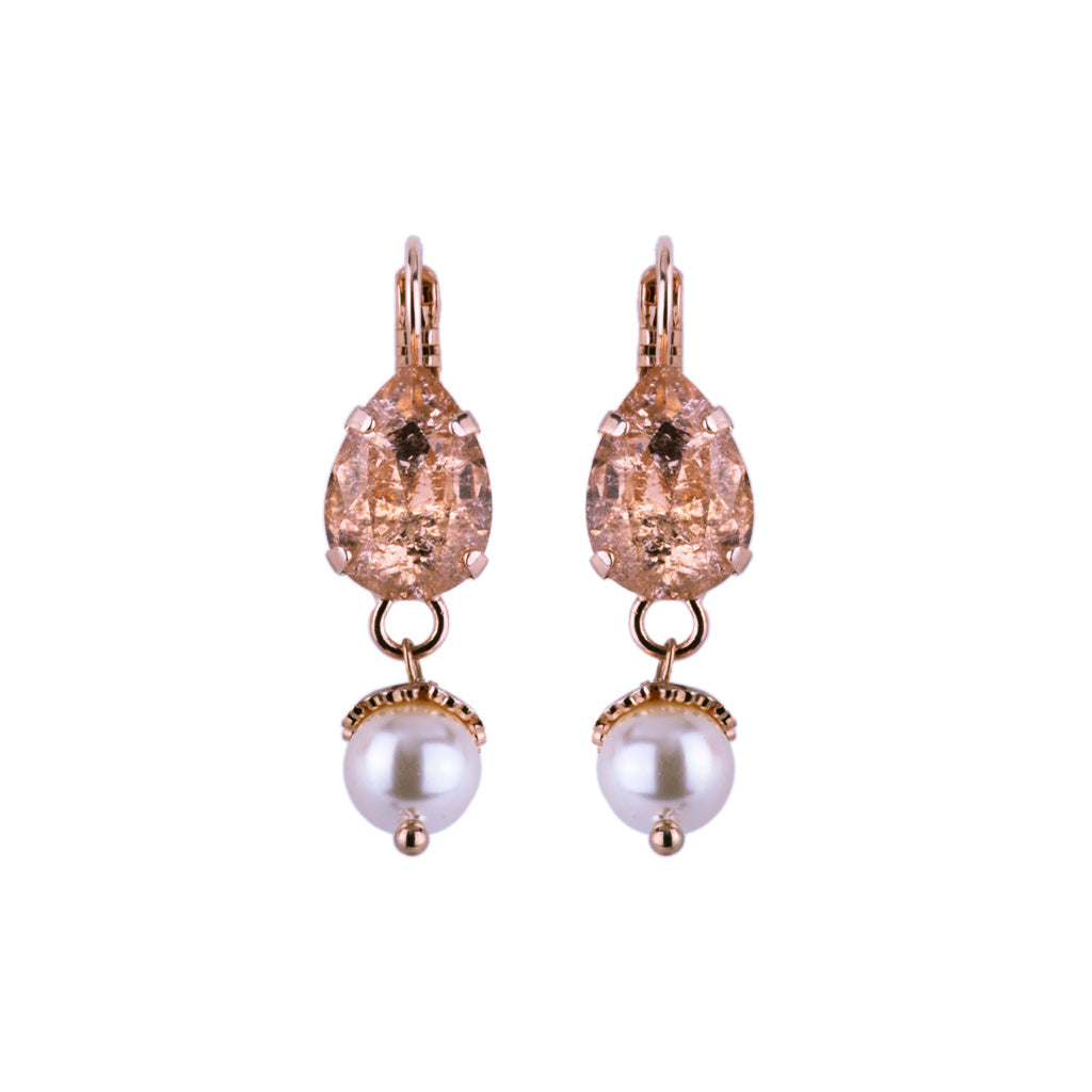 Medium Pear Leverback Earrings with Drop in "Desert Rose" - Rose Gold