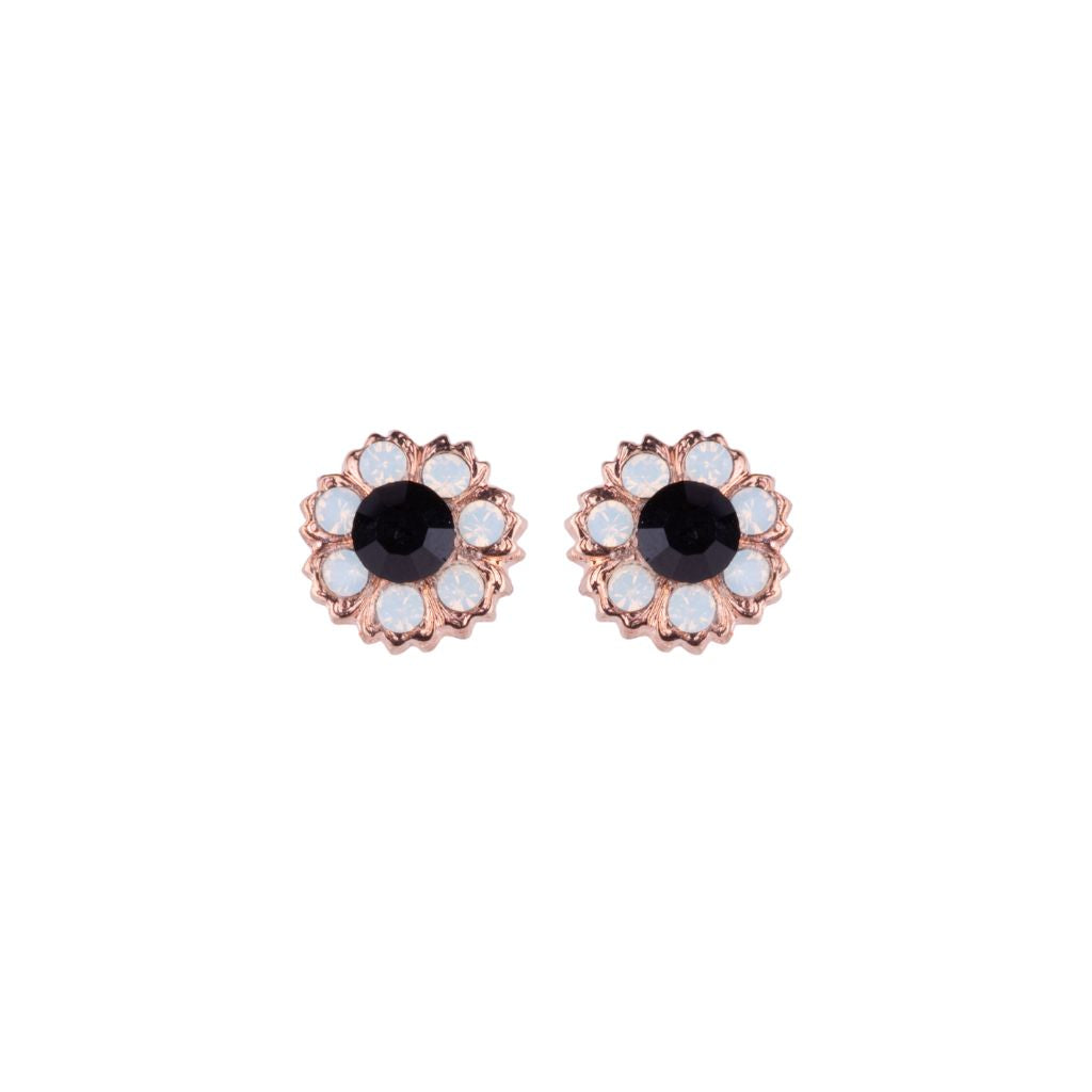 Medium Blossom Post Earrings in "Obsidian Shore" - Rose Gold