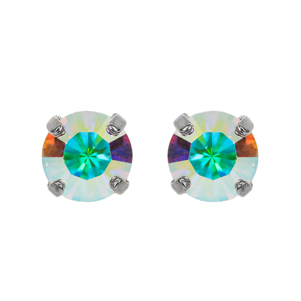 Medium Everyday Post Earrings in "Crystal Aurora Borealis" - Rhodium