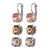 Medium Three Stone Leverback Earrings in "Desert Rose" *Custom*
