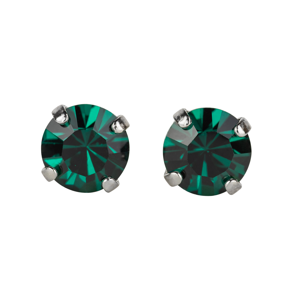 Medium Everyday Post Earrings in "Emerald Green" - Rhodium