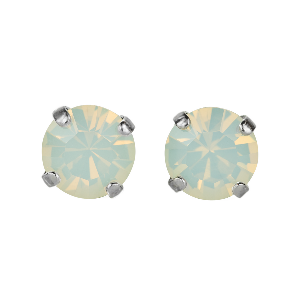 Medium Everyday Post Earrings in "White Opal"- Rhodium
