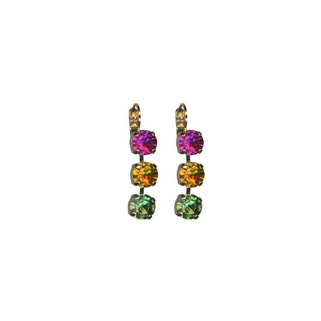 Medium Three Stone Leverback Earrings in "Festival" *Custom*