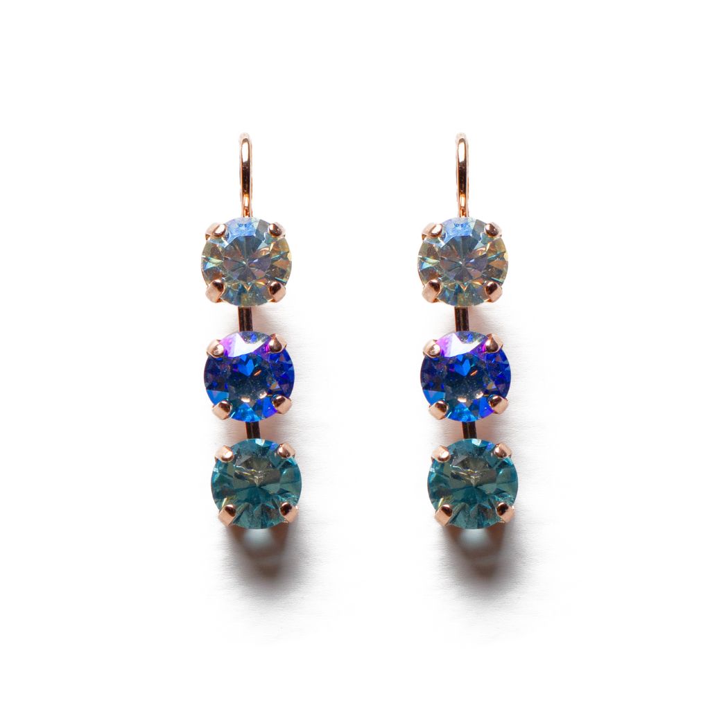 Medium Three Stone Earrings in "Bay Blue" *Custom*