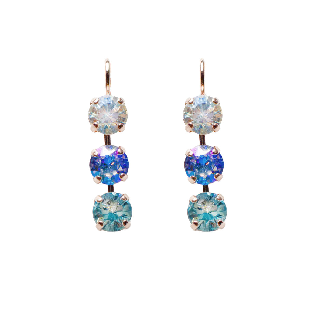 Medium Three Stone Earrings in "Bay Blue" *Custom*