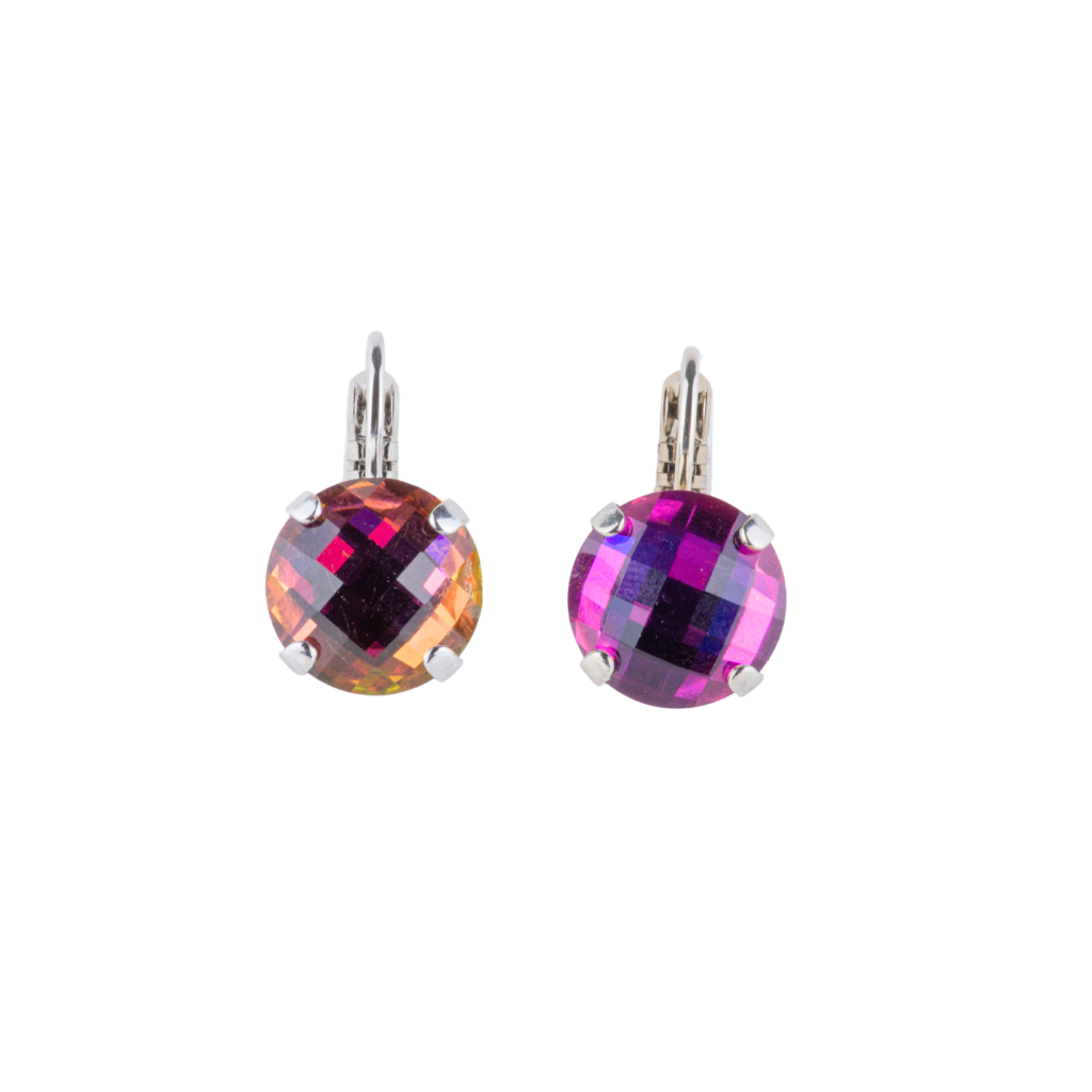 Large Everyday Round Leverback Earrings in "Vitral Checkerboard" *Custom*