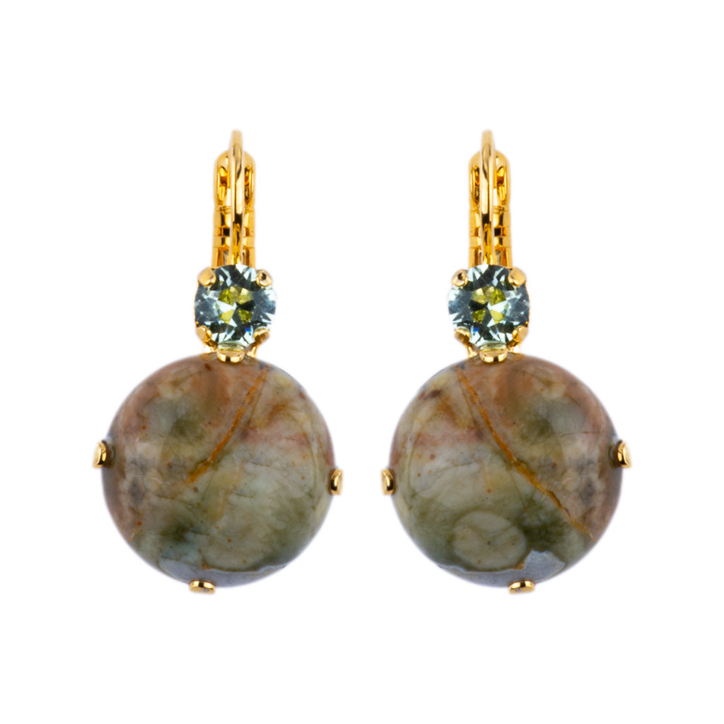 Extra Luxurious Double Stone Leverback Earrings in "Terra" *Custom*
