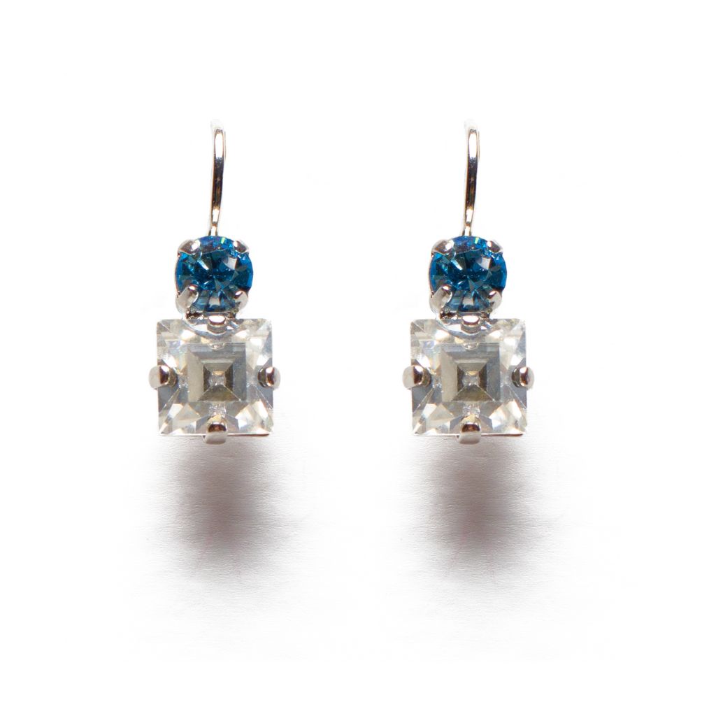 Medium Two-Stone Square Earrings- "Bay Blue" *Custom*