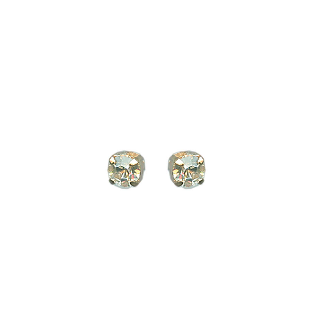 Petite Everyday Post Earrings in "Clear"- Yellow Gold