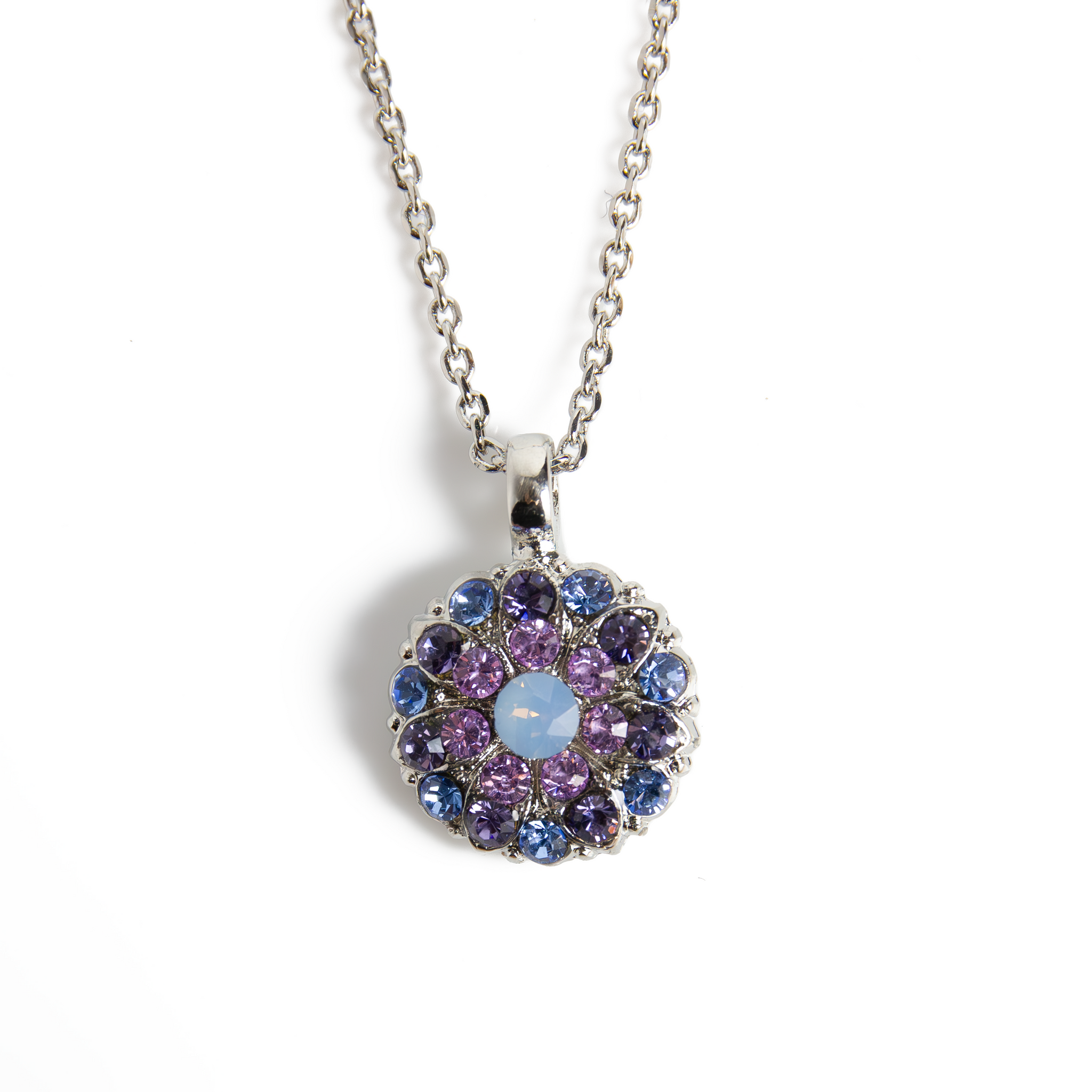Guardian Angel Pendant in "Lavender Fields" - Rhodium