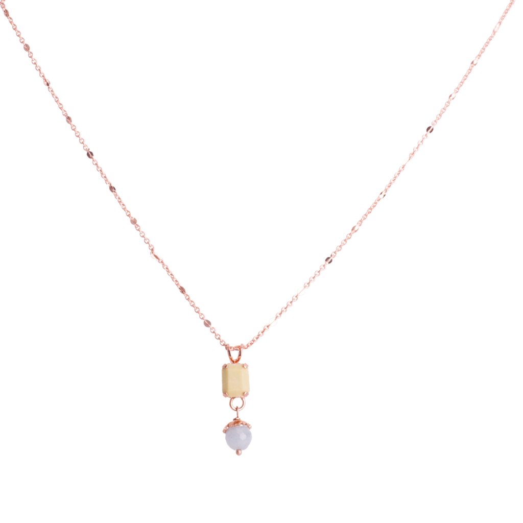 Small Emerald Pendant with Drop in "Sahara"- Rose Gold