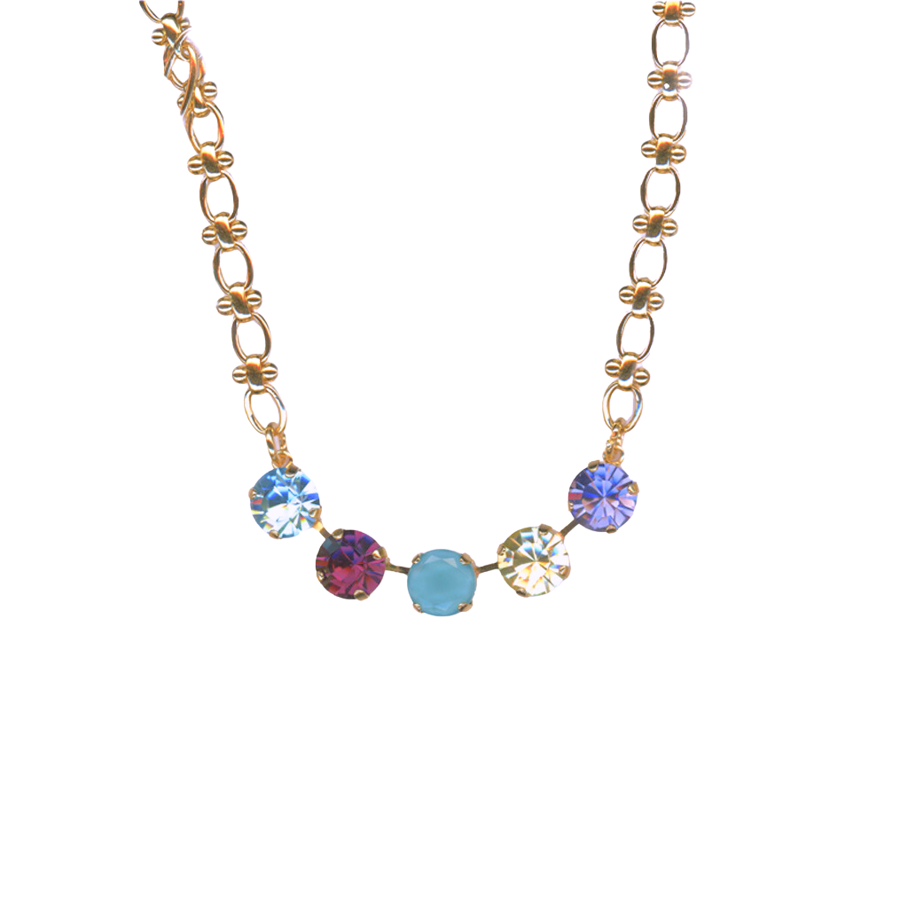 Large 5 Stone Everyday Necklace in "Vineyard Veranda" - Rose Gold