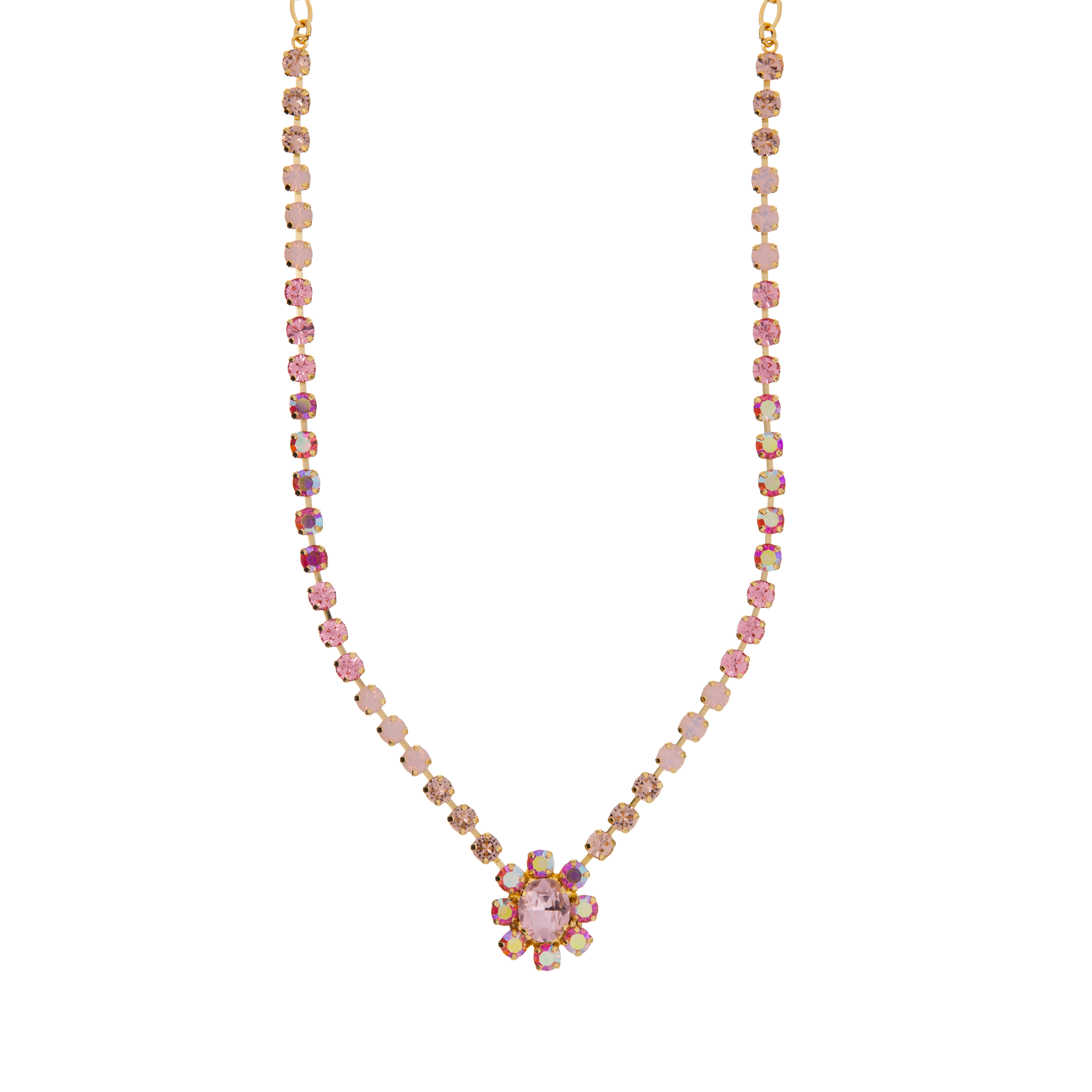 Small Necklace with Large Oval Halo in "Flamingo" *Custom*