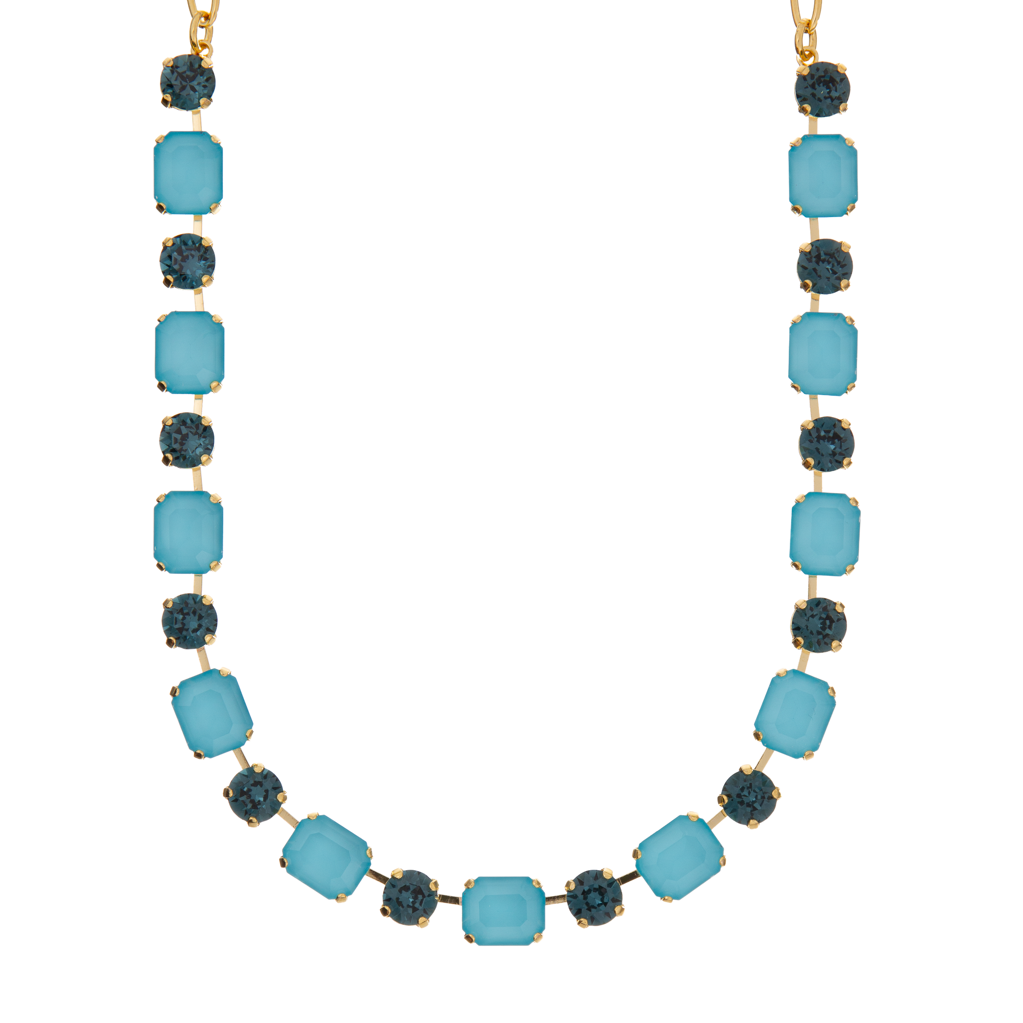 Medium Emerald and Round Necklace in "Crystal Blue" *Custom*
