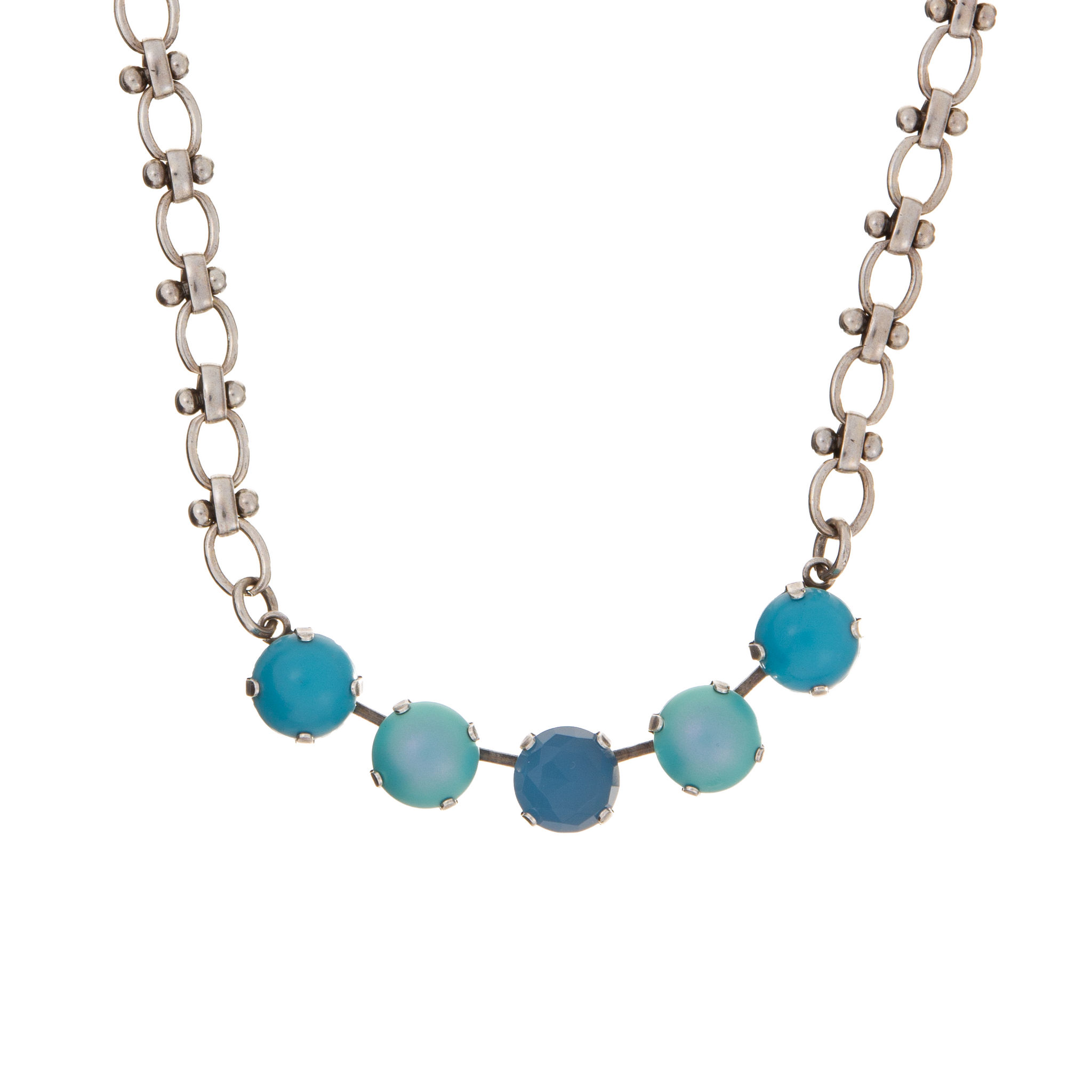 Large 5 Stone Everyday Necklace in "Crystal Blue" *Custom*