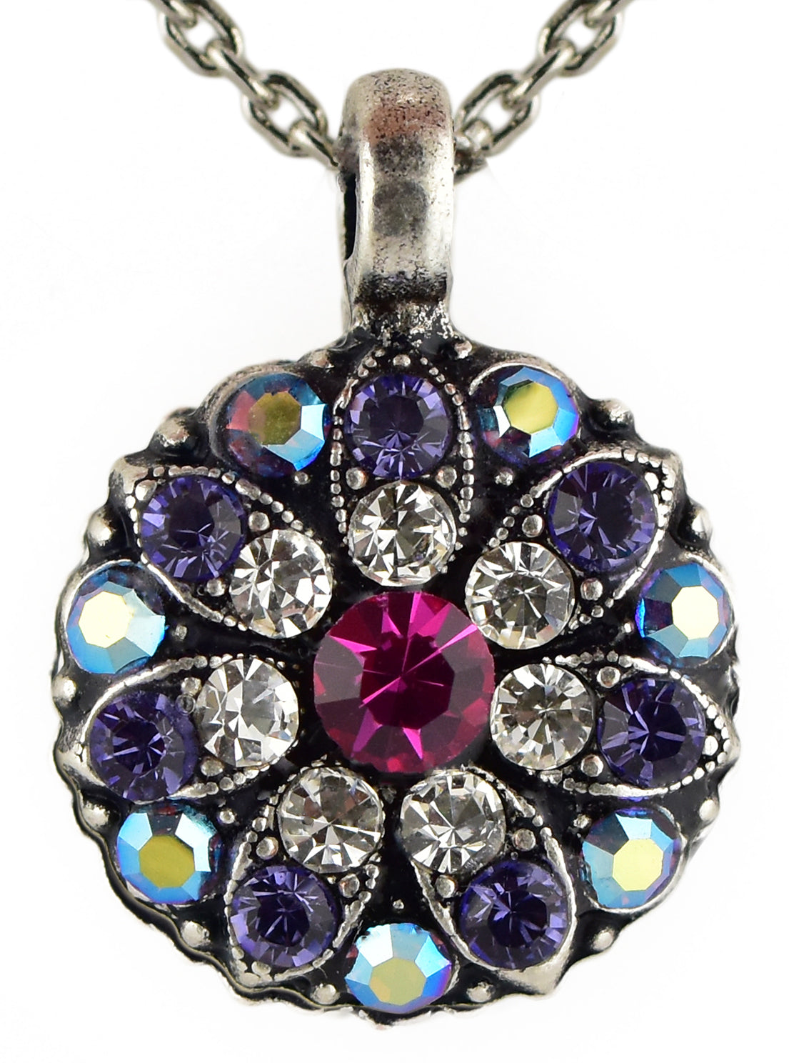 Guardian Angel Birthstone Pendant in "Purple Fuchsia" - Rhodium