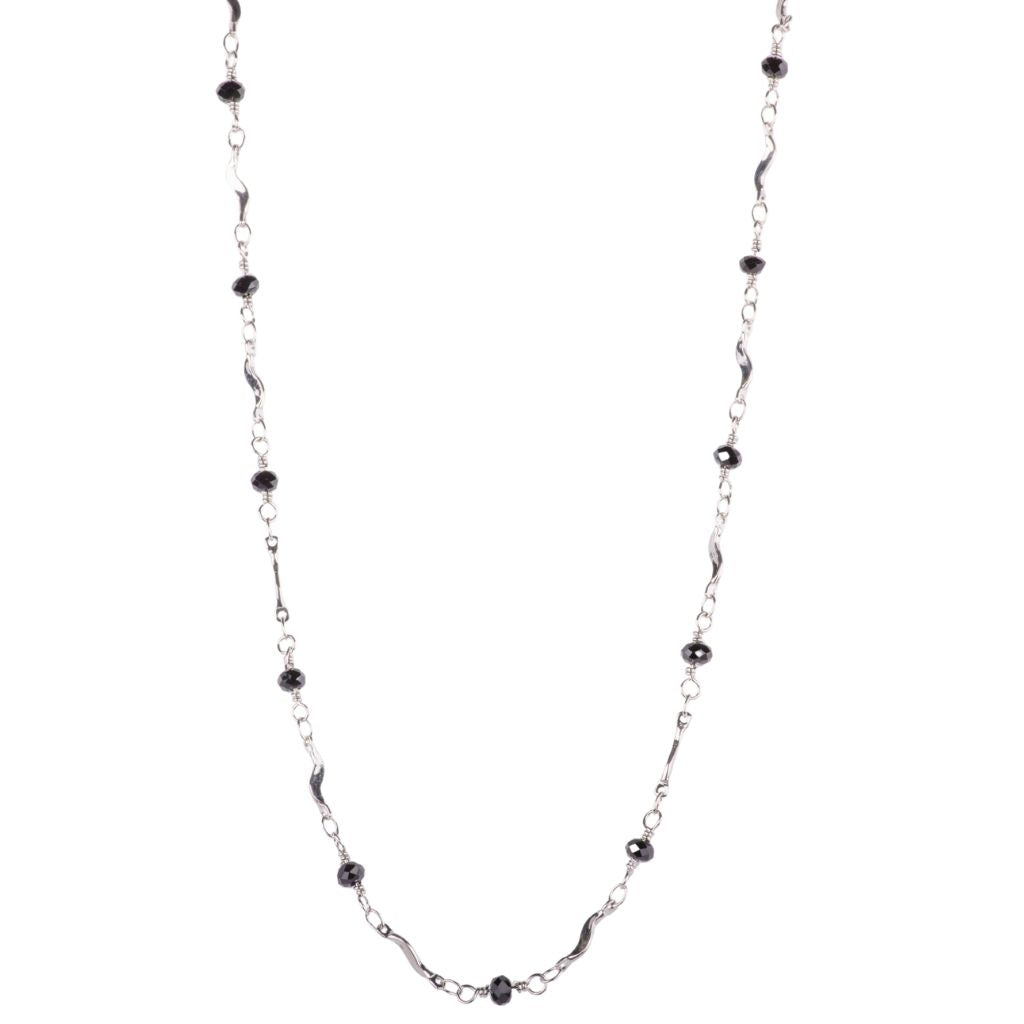 Petite Beaded Chain Necklace - Rhodium
