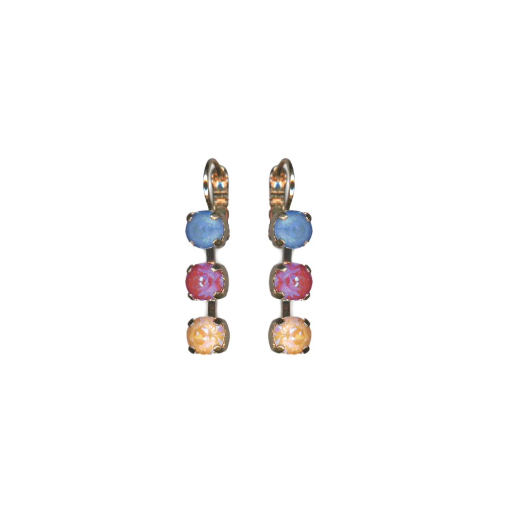 Small Three Stone Leverback Earrings in "Candy" *Custom*